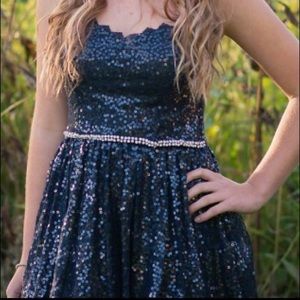 Navy sequin homecoming dress